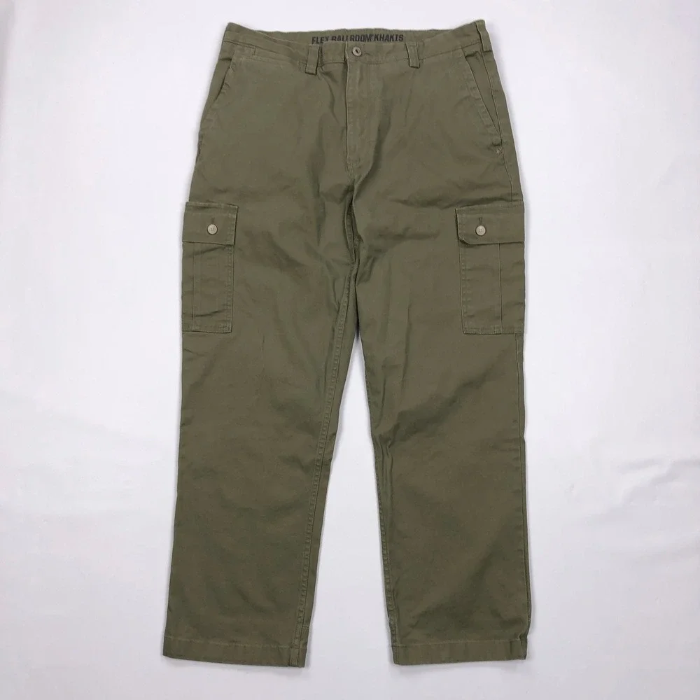 Duluth Trading Co Flex Ballroom Khakis Cargo Pants Men 34x30 Olive Green Relaxed